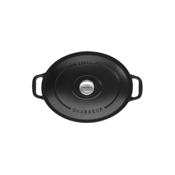 soldes luxe Cocotte En Fonte Ovale 33 Cm Noir Mat Chasseur 1