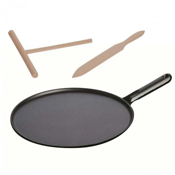 Retour gratuit en magasin. Crêpière 30 cm Fonte noire Staub, manche Fonte 1