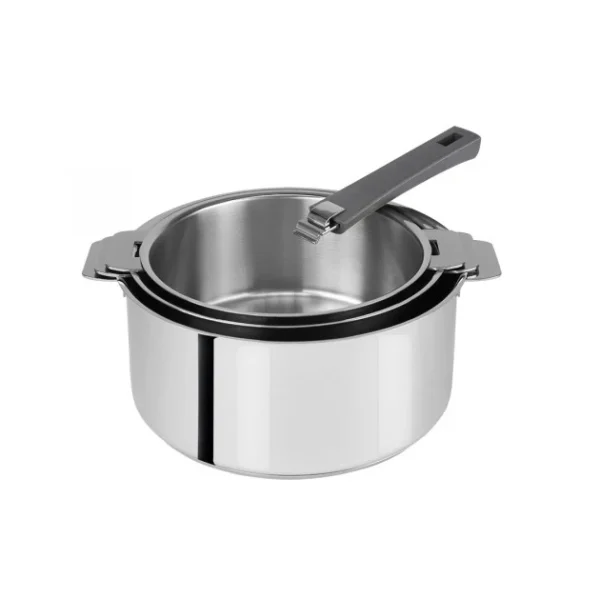 Lot de 3 Casseroles inox avec Poignée Grise Mutine Amovible Cristel vente pas cher en ligne 1