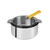 soldes pas cher Lot de 3 Casseroles inox avec Poignée Jaune Mutine Amovible Cristel 11