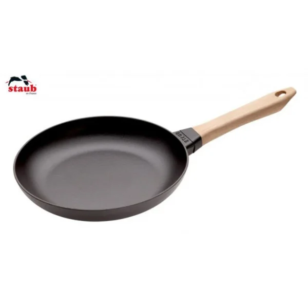 Poêle en Fonte Noir 26 cm Manche Bois Staub Authenticité garantie 1