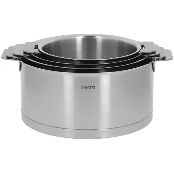 meilleure qualité Série de 4 Casseroles + Poignée Zenith Amovible Inox Cristel 1