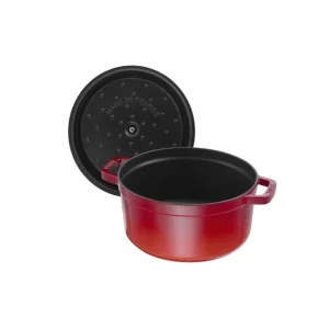 Prestation Et Rapide STAUB Cocotte Fonte Ronde 22 cm Rouge Cerise 2,6 L 12