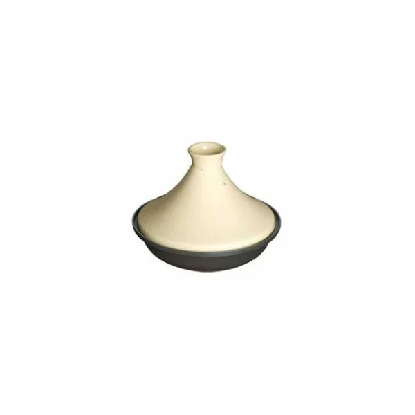 Staub Plat à Tajine Base Fonte Dôme Céramique 28 Cm Noir Creme achetez pas cher 1